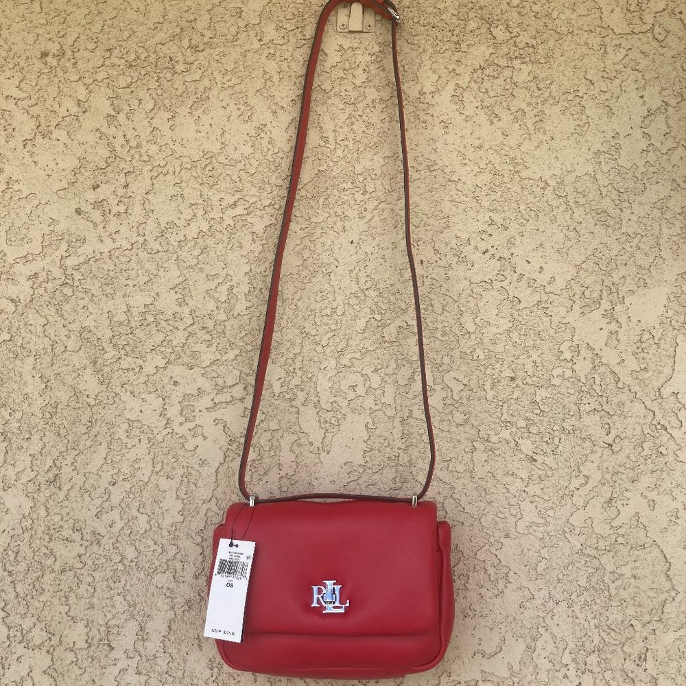 RALPH LAUREN Red leather crossbody bag
